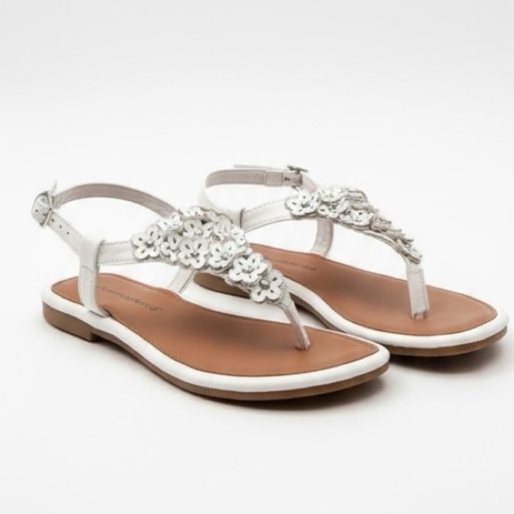Rampage Girls White Silver Floral Sandals Size 13 | Adjustable Strap Dress Shoes